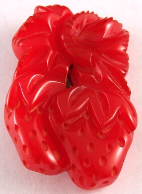 BP230 red bakelite strawberry pin